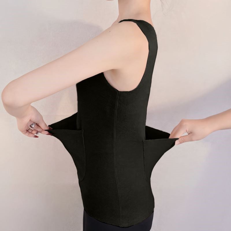 前后带口袋德绒护肚护腰保暖背心女秋冬无痕发热加绒加厚内搭打底,淘宝优惠券,粉丝福利购,淘宝优惠卷