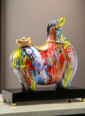 创意彩色马招财马摆件