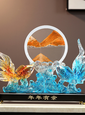 透明树脂招财鱼摆件客厅