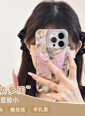 黑色小号蝴蝶结抓夹女2024新款