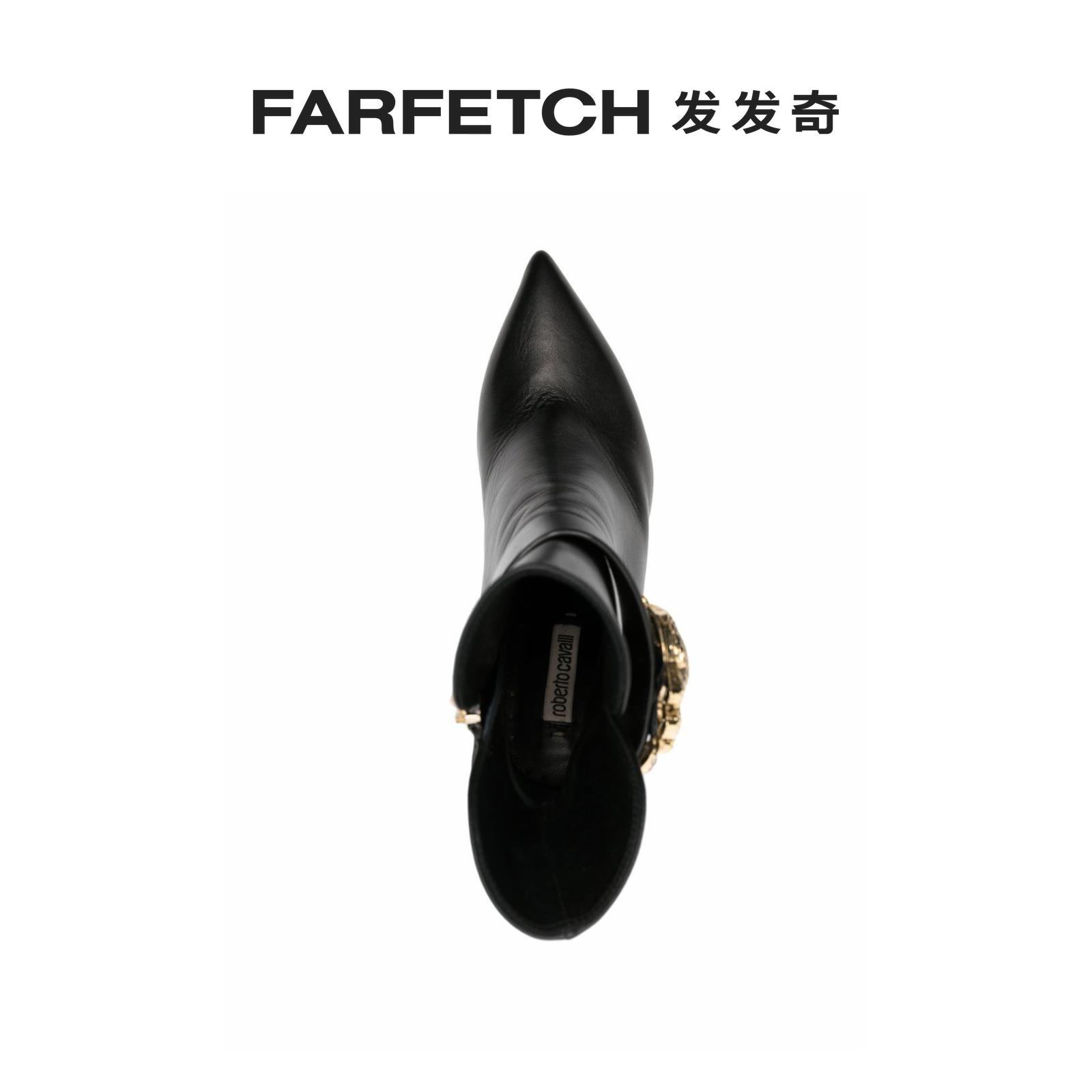 [Final Sale]Roberto Cavalli女士蛇形logo皮质短靴FARFETCH发发 - 图2