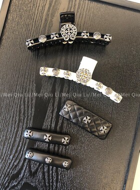 百搭日系ins十字架抓夹 后脑勺盘发鲨鱼夹 个性毛绒发饰女