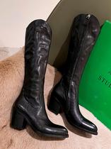 Boomer Boots Children 2023 Autumn with long cylinder boots High cylinder Long boot coarse heel Lean Rider Boots Genuine Leather Western Cowboy Boots