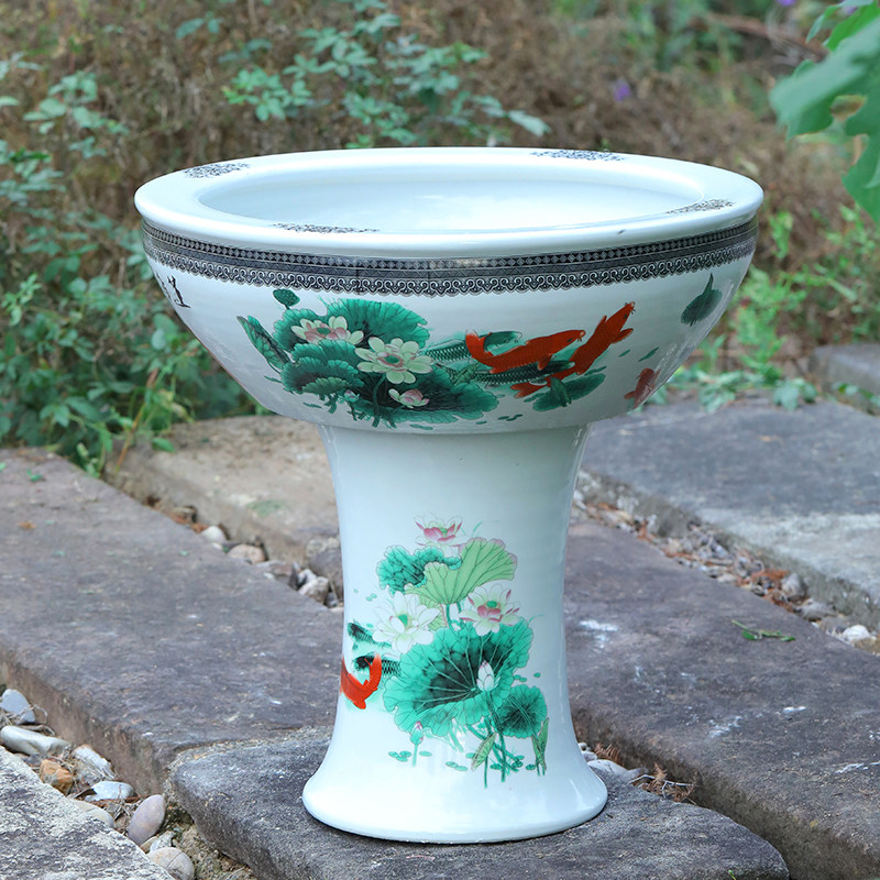 陶瓷鱼缸景德镇瓷底座创意金鱼缸高脚水浅乌龟缸睡莲碗莲养鱼养花,淘宝优惠券,粉丝福利购,淘宝优惠卷