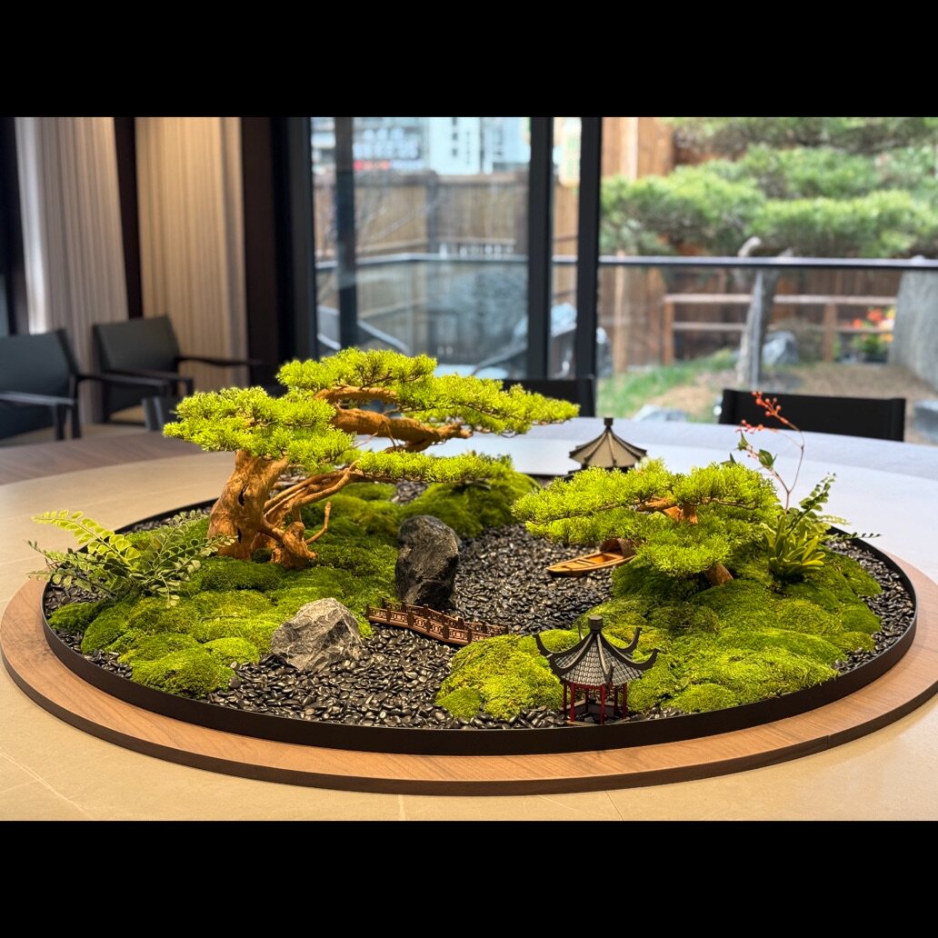 餐桌转盘中间装饰大圆桌中间摆花永生苔藓圆形微景观餐桌花,淘宝优惠券,粉丝福利购,淘宝优惠卷