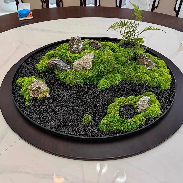 餐桌中间摆花电动转盘摆花装饰品圆桌桌花摆件永生苔藓景观造景,淘宝优惠券,粉丝福利购,淘宝优惠卷
