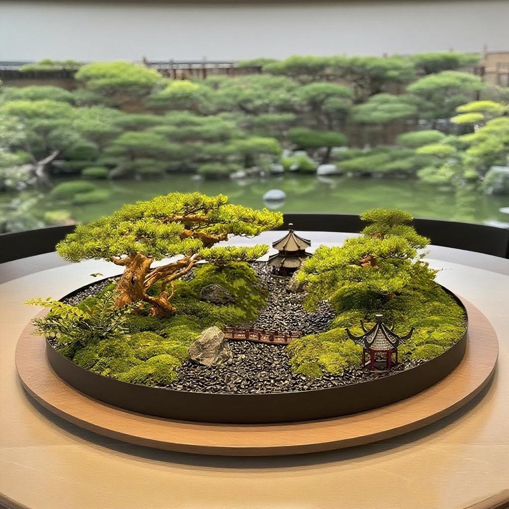 餐桌转盘中间装饰大圆桌中间摆花永生苔藓圆形微景观餐桌花,淘宝优惠券,粉丝福利购,淘宝优惠卷