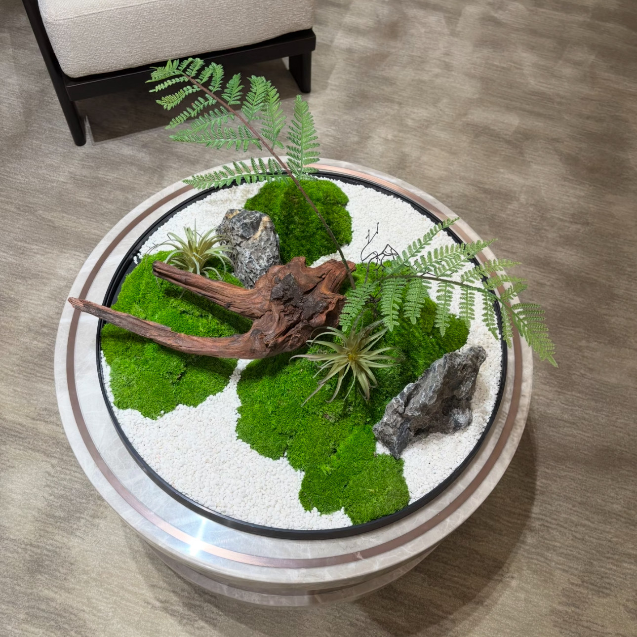 餐桌转盘永生苔藓摆件圆桌中间景观装饰高端酒店餐厅微缩桌花造景,淘宝优惠券,粉丝福利购,淘宝优惠卷