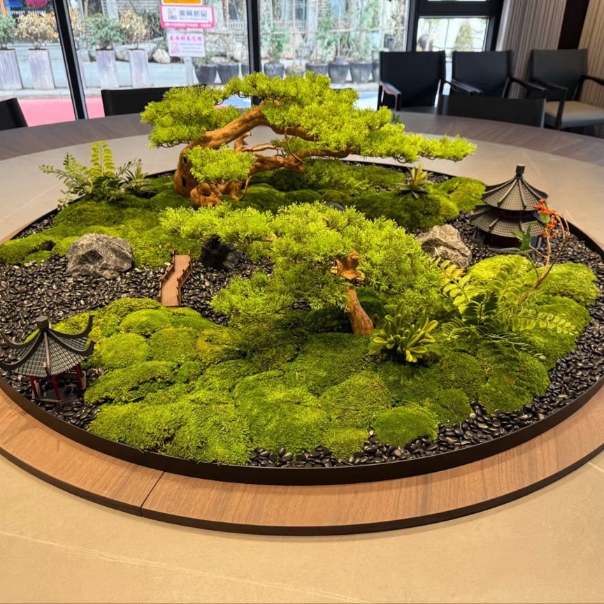 餐桌转盘中间装饰大圆桌中间摆花永生苔藓圆形微景观餐桌花,淘宝优惠券,粉丝福利购,淘宝优惠卷