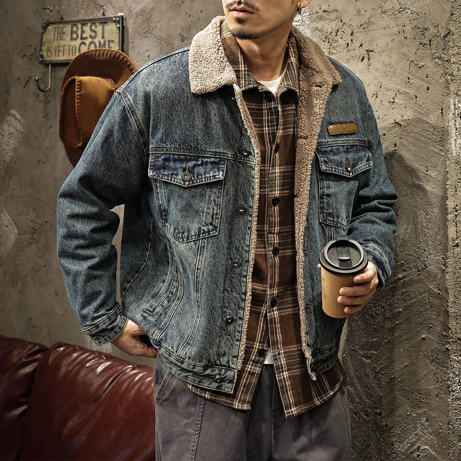 冬季羊羔绒加绒加厚保暖牛仔外套男帅气潮流棉袄美式复古潮牌夹克,淘宝优惠券,粉丝福利购,淘宝优惠卷