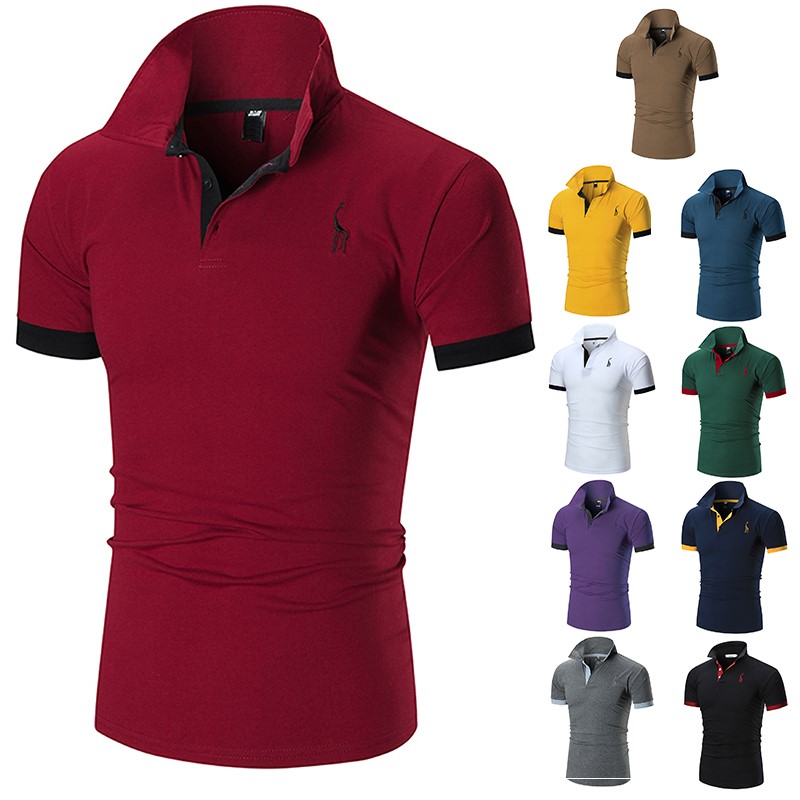 Men s Stand Collar Cotton T Shirt Camisa Polo Shirts 男士T恤 - 图3