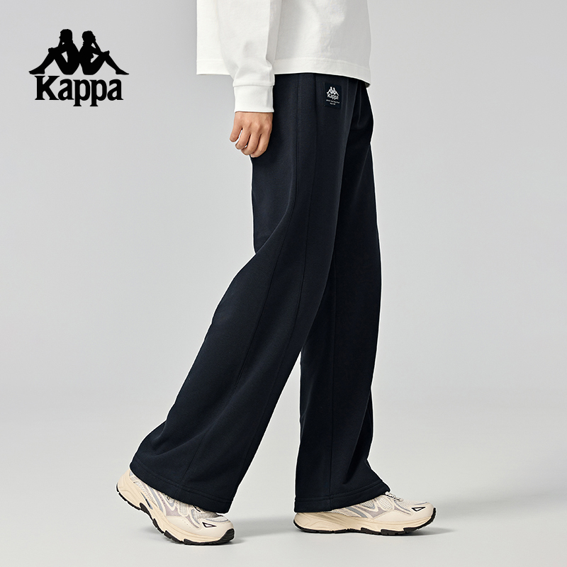 Kappa卡帕背靠背运动长裤女2024新款复古跑步裤子针织直筒裤女款-图0
