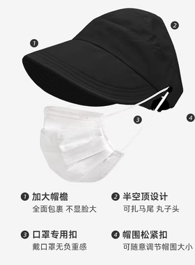 女空顶高马尾防晒速干渔夫帽