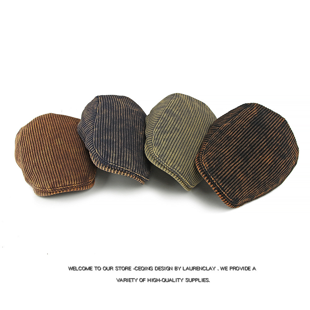 扎染帽子贝雷帽男女秋冬新款针织毛线鸭舌帽英伦复古前进帽画家帽 - 图0