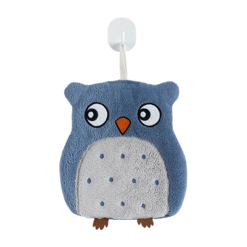 跨境猫头鹰卡通擦手巾挂式珊瑚绒儿童擦手小毛巾家用居家日用,淘宝优惠券,粉丝福利购,淘宝优惠卷