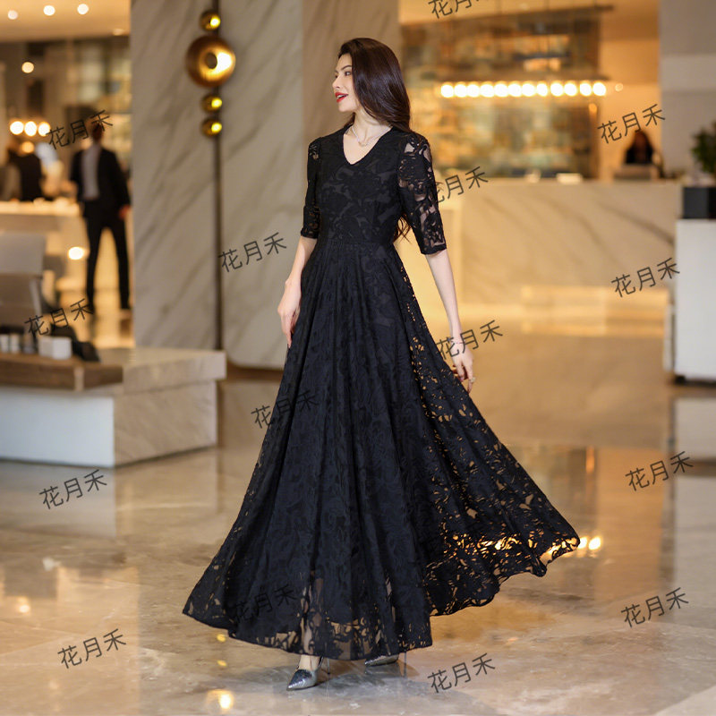 2025年春秋冬新款短袖剪花连衣裙收腰显瘦妈妈款小个子长裙雪纺裙,淘宝优惠券,粉丝福利购,淘宝优惠卷