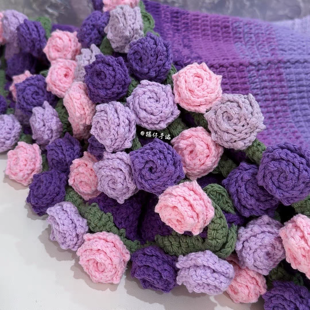 【成品现货】花束毯子成品免手工毛线钩织玫瑰花送女友礼物,淘宝优惠券,粉丝福利购,淘宝优惠卷