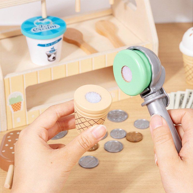 儿童木质仿真过家家雪糕冰淇淋售卖商店小卖部收银台角色扮演CE61,淘宝优惠券,粉丝福利购,淘宝优惠卷