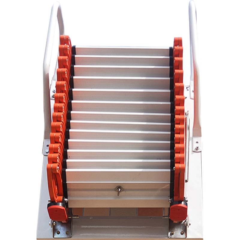 室内家用阁楼别墅隐形升降折叠户外平台壁挂式加厚铝合金伸缩楼梯 - 图3