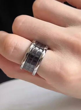 18k玫瑰金指环男女款欧美陶瓷弹簧对戒戒指宽窄版可刻字情侣对戒