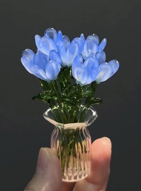 冬季小兰花琉璃摆件精致