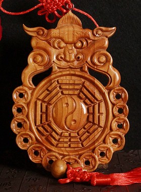 桃木虎头八卦镜兽头厕所挂件解决大门卧室厨房入户对卫生间厕所门