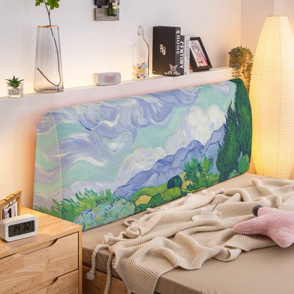 梵高油画床头罩全包通用弹力木床床头装饰保护罩防尘罩套可拆洗,淘宝优惠券,粉丝福利购,淘宝优惠卷