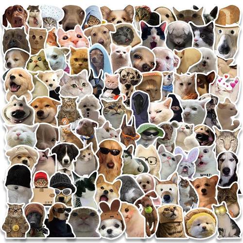 50/100pcs Cute Dog Cat MEME Funny Animals Stickers Aesthetic - 图2