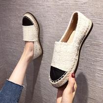 Hong Kong Grass Choreography Small Scent Wind Fisherman Shoes Women 2023 Fall New Flat Bottom Single Shoes Women One Foot foot Lazy People Lefu Shoes