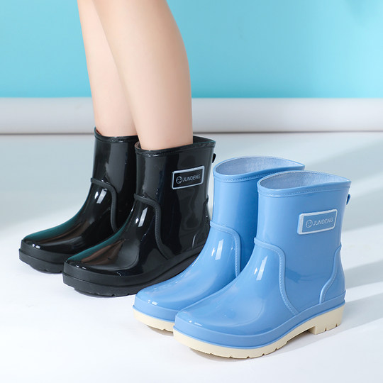 时尚百搭雨鞋女短筒雨水靴防滑低筒水鞋成人外穿加绒保暖防水鞋女