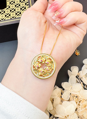 越南沙金富贵花环项链耳环古法锡金戒指镂空女士气质国潮黄金百搭