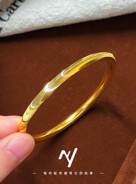 轻奢设计感越南沙金小众设计感爆闪网红猫眼素圈传承单环手镯女