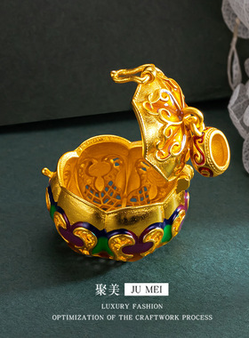 烧蓝越南沙金香囊吊坠镂空花球可打开南瓜香囊随身香薰吊坠宫铃挂