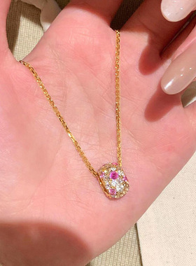 轻奢复古千金风仿真金路路通项链女中古风越南沙金满钻万花筒项链