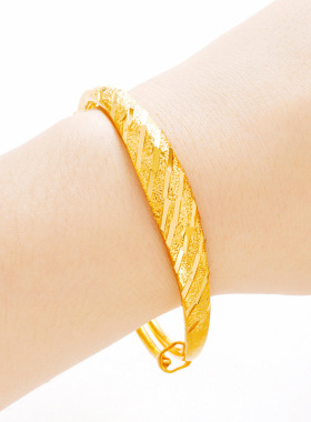 加厚越南沙金女满天星推拉手镯绒沙流星雨手环镀999纯金龙凤镯子