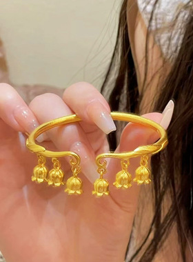 抖音小红书热款古法铃兰花手镯沙金超仙高级感铃兰花朵手镯手环女