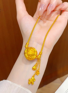同款越南沙金牡丹花球吊坠项链马上有钱花毛衣链国潮婚嫁送礼女友