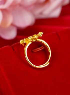 日韩时尚黄金网红款向日葵女戒越南沙金光砂向日葵太阳花戒指女