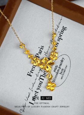 新中式周家同款花月佳期大花项链越南沙金古法金花朵首饰婚庆套链