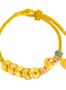 金店同款越南沙金马上有钱五帝币手链仿真黄金招财纳福生肖马手绳