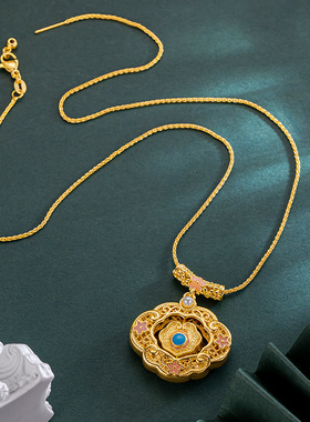 宫廷风宋韵花开福临越南沙金吊坠桃花众高级搭配中式衣服吊坠首饰