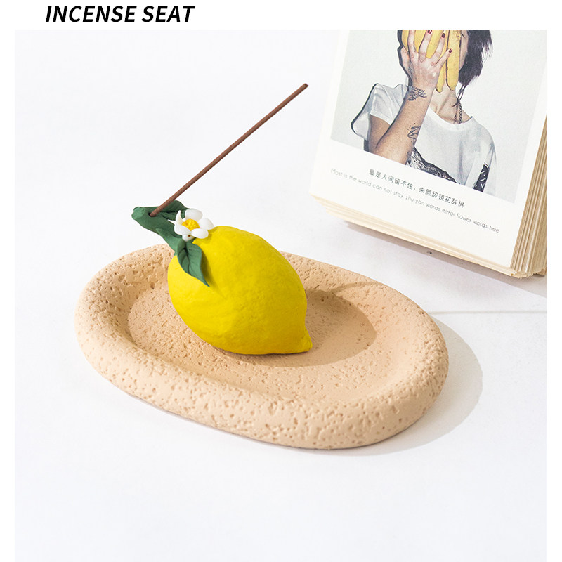 陶瓷柠檬线香香插香盘底座香托家居室内高级感香薰装饰摆件不落灰,淘宝优惠券,粉丝福利购,淘宝优惠卷