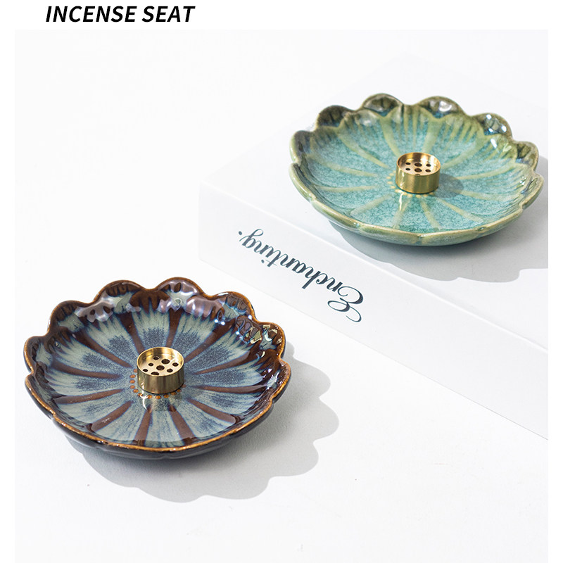 小众荷叶线香底座香插家居阅读摆件香盘香托陶瓷高级感托盘送礼物,淘宝优惠券,粉丝福利购,淘宝优惠卷