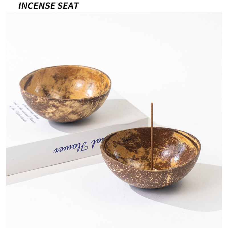 天然椰子壳线香底座小众创意家用客厅装饰品摆件熏香香托香插香盘,淘宝优惠券,粉丝福利购,淘宝优惠卷