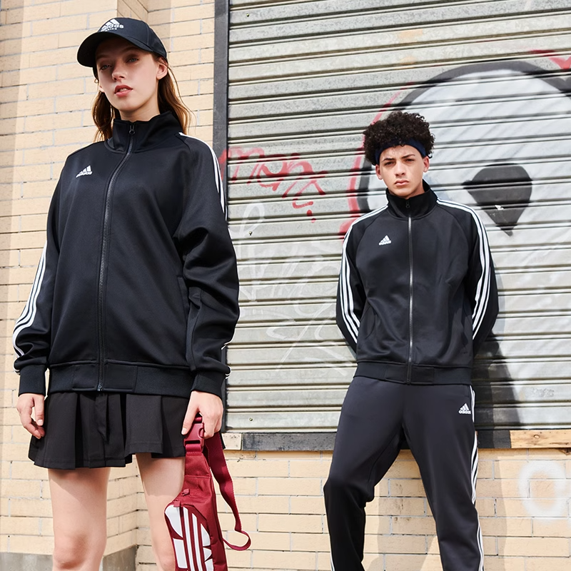 Adidas阿迪达斯运动套装男女春夏休闲运动服外套长裤两件套三条杠-图2