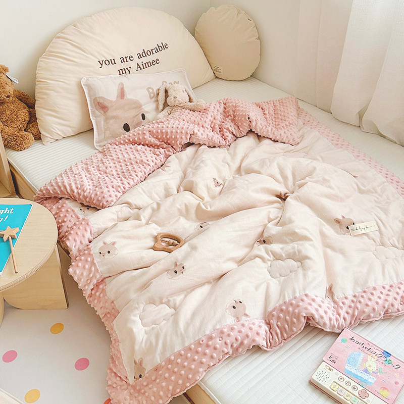 纱布豆豆毯婴儿毛毯春秋加厚冬季儿童毯子幼儿园四季宝宝盖小被子