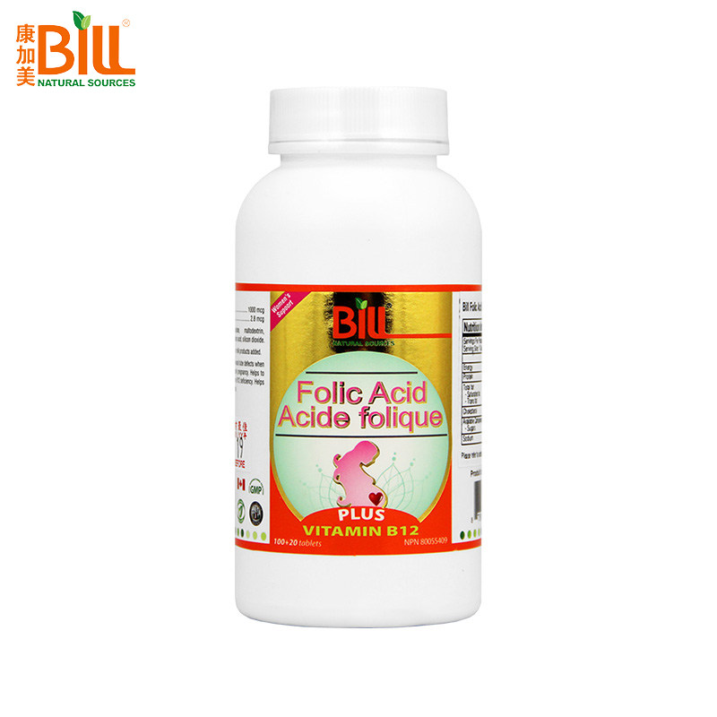 bill北美高纯叶酸片孕妇三高营养素 BILL海外叶酸
