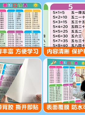 小学生99乘法口诀表背胶墙贴