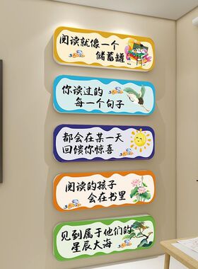 班级阅读角墙贴画中小学图书角励志标语文化墙教室环创布置背景墙