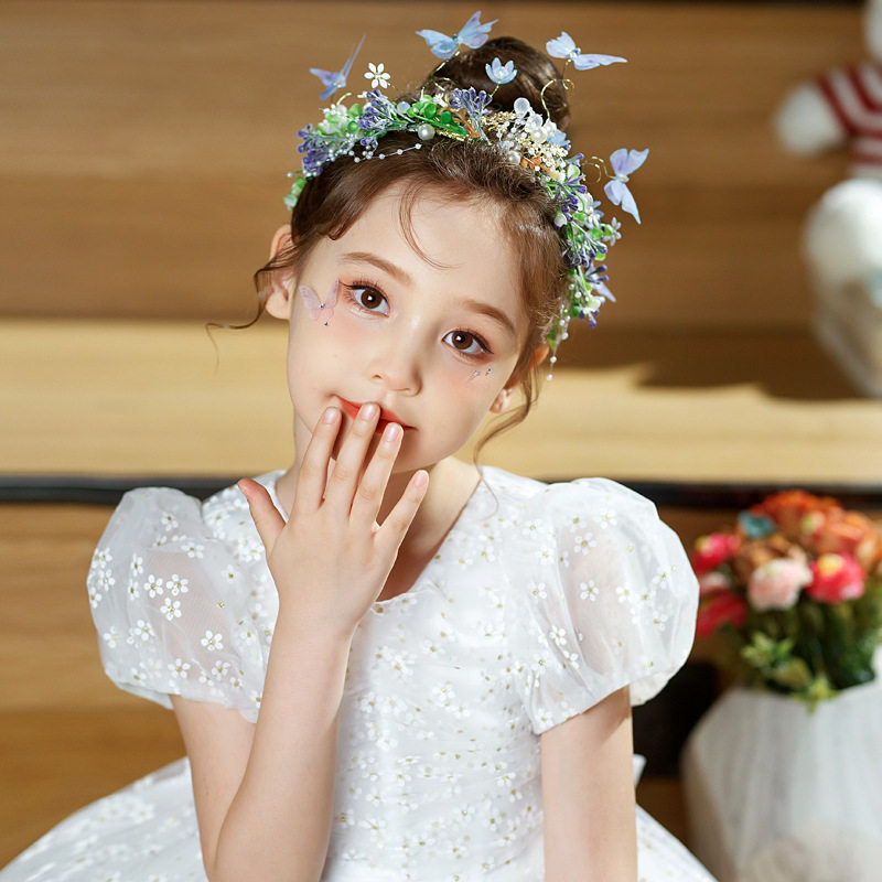 汉服小公主头饰儿童森系花环超仙演出发箍女孩走秀生日皇冠发带饰